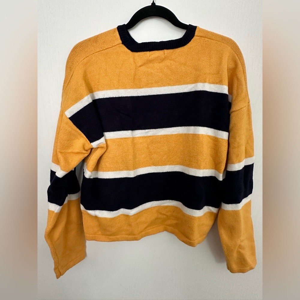 Forever 21 Navy, White, and Yellow striped Warm Sweater